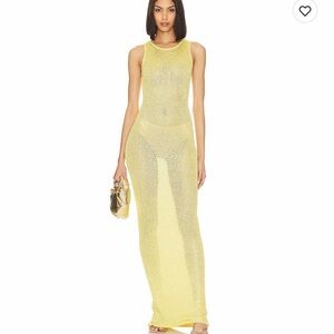 ASTA RESORT Sleeveless Natalie Dress chartreuse sequin Maxi Dress in Yellow